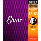 Elixir Nanoweb Phosphor Bronze Light 12-53 Guitar Strings