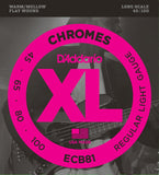 Daddario 45-100 ECB81 Chromes Light Flatwound Bass Strings