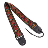 Fretz 2.5" Woven Jacguard fabric print guitar strap - RED/BLACK/WHITE