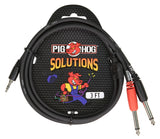 Pig Hog 3ft Stereo Breakout cable 3.5mm to Dual Mono 6.3mm Cable