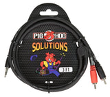 Pig Hog 3ft Stereo Breakout Cable 3.5mm to Dual RCA