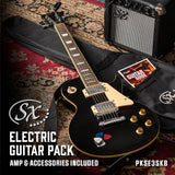 SX LP ELECTRIC GUITAR AND AMP PACK - BLACK