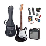 SX 3/4 Electric Guitar + 10W Amp Pack Including Accessories - Black