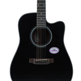 Saga SF700CE-BK Solid Spruce Dreadnought Acoustic-Electric Cutaway Guitar - Black