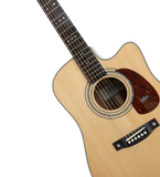 Saga A1DCE All Solid Spruce Sapele Acoustic-Electric Guitar w/ Hardcase - Natural