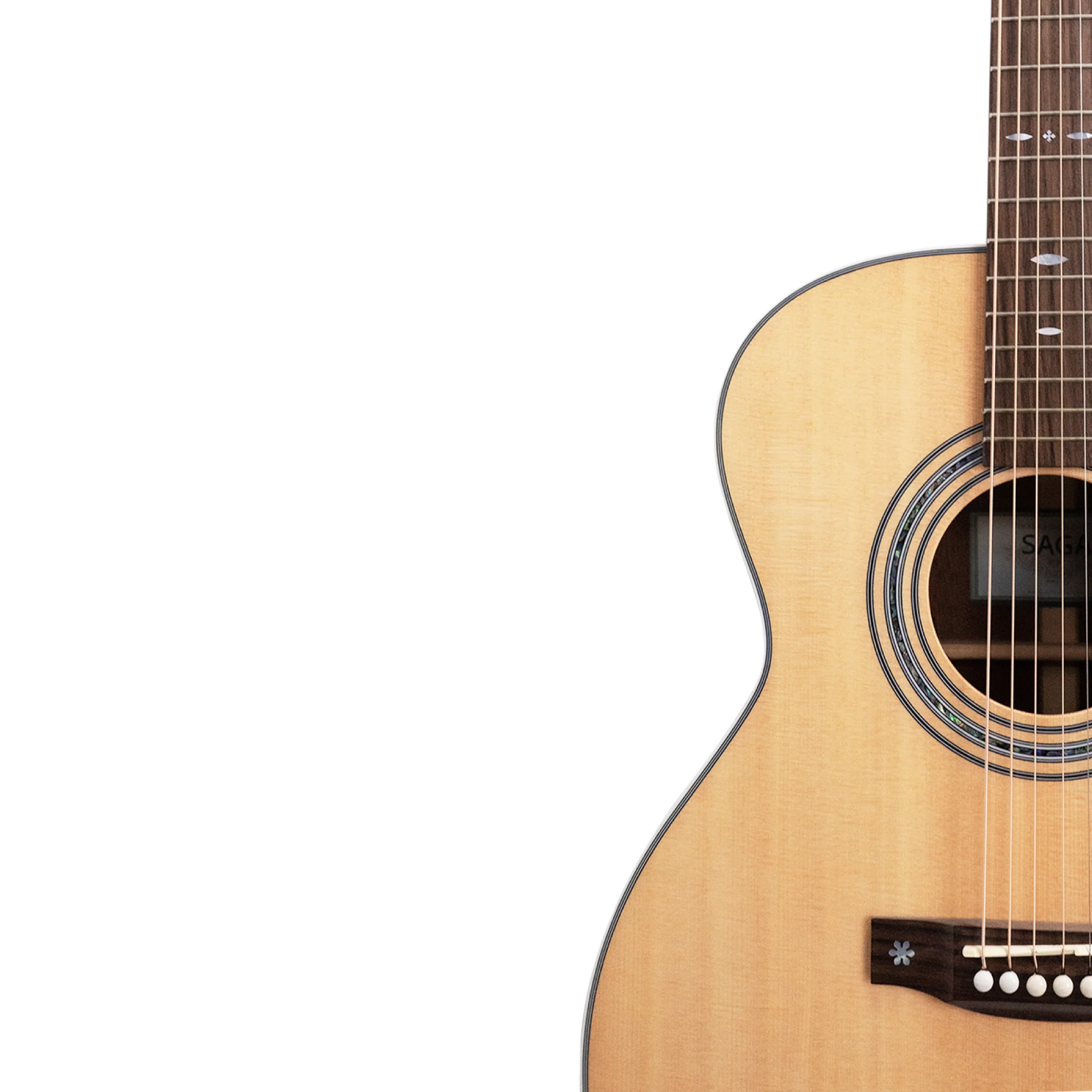 Saga A1GCE All Solid Spruce Sapele Acoustic-Electric Guitar w/ Hardcase - Natural