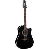 Takamine Legacy Series 12 String Dreadnought AC/EL Guitar with Cutaway in Black Gloss Finish