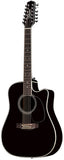 Takamine Legacy Series 12 String Dreadnought AC/EL Guitar with Cutaway in Black Gloss Finish