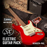 SX SC GUITAR & LX15 AMP PACK - FIESTA RED