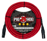 Pig Hog Hex Series Mic Cable 20ft - Candy Apple Red