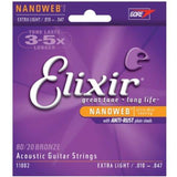 Elixir Nanoweb 80/20 Light 12-53 Guitar Strings