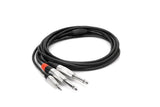 Hosa Pro Stereo Breakout - Neutrik REAN Connectors  3.5 mm TRS to Dual 1/4 in TS - 3 ft