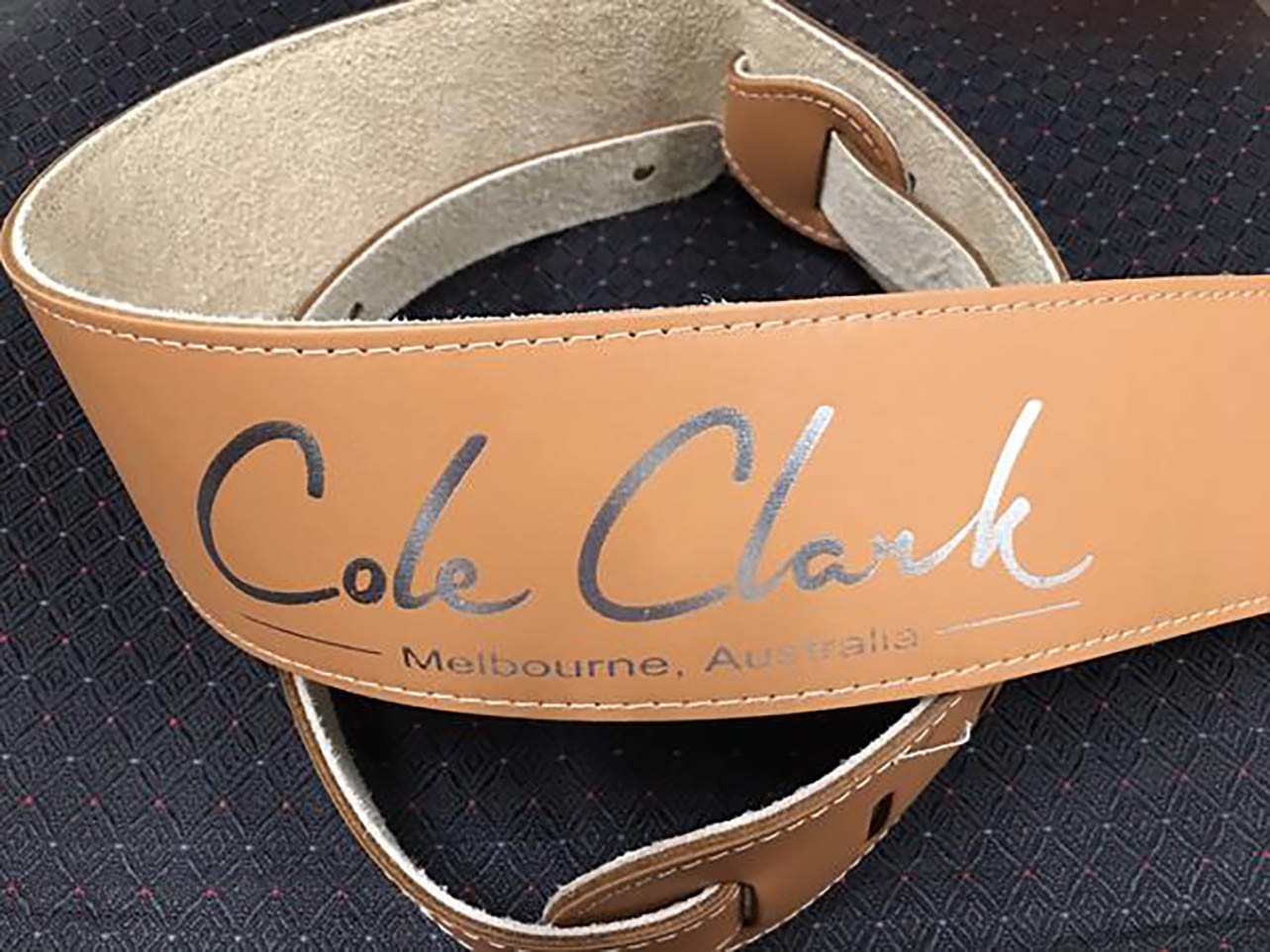 Cole Clark Leather Guitar Strap - Tan/Silver