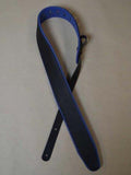 Colonial Leather 2.5 Inch Upholstered Backed Guitar Strap - Black Blue