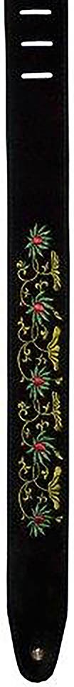 Colonial Leather 2.55 Inch Guitar Strap - Flowers & Leaves Pattern Suede