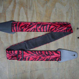 Colonial Leather Guitar Strap Animal Fur - Pink Zebra