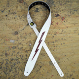 Colonial Leather Guitar Strap - Red Croc Lightning Bolt On Leather Leather Inlay