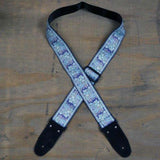 Colonial Leather Pale Blue Jacquard Webbing Guitar Strap