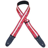 Colonial Leather Stripe Ragstrap Guitar Strap - Red W/ White Stripe