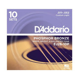 D'Addario 11-52 Phosphor Bronze Custom Light Acoustic Guitar Strings