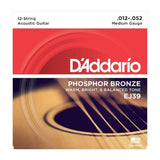 D'Addario EJ39 12-String Phosphor Bronze Acoustic Guitar Strings Medium 12-52