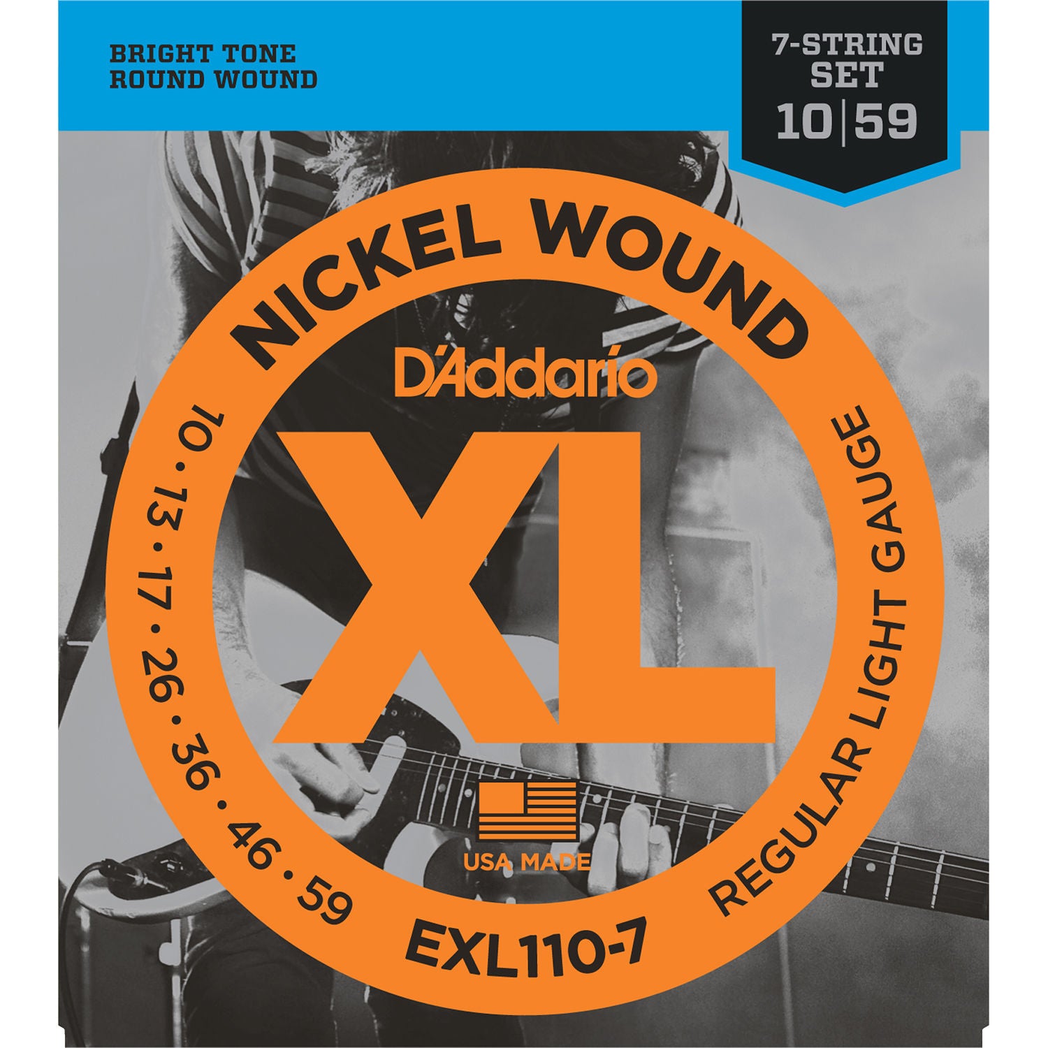 D'Addario EXL110-7 7-String Nickel Wound Electric Guitar Strings Regular  Light 10-59