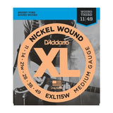 D'Addario EXL115 Nickel Wound Electric Guitar Strings Medium/Blues-Jazz Rock Wound 3rd 11-49