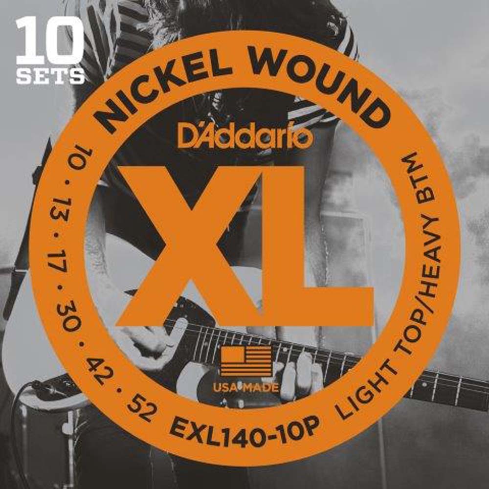 Daddario 10-52 Nickel Wound Light Top Heavy Bottom Electric Guitar Strings - 10 Pack