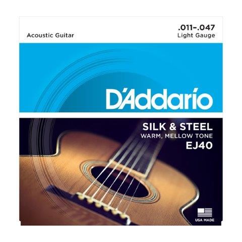 Daddario EJ40 Silk & Steel Folk Acoustic Guitar String Set 11-47