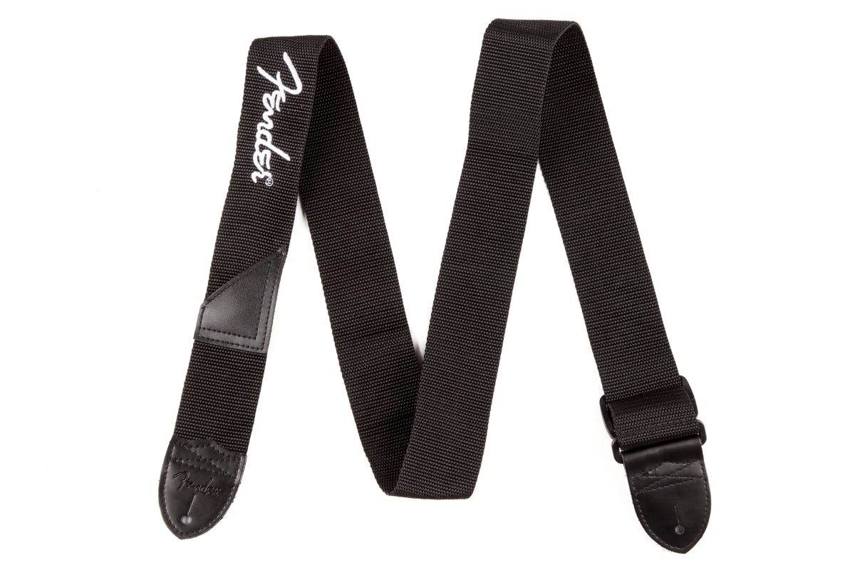 Fender 2" Poly Strap - Black with White Logo
