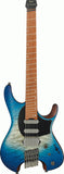 Ibanez Premium Quest Series QX54QM Slanted Fret Headless Guitar - Blue Sphere Burst Matte