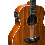 Martinez Southern Star Series MTT-812-NGL 1 Koa Solid Top Acoustic-Electric 12 String TS-Mini Guitar - Natural
