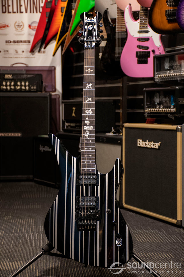 Schecter Synyster Standard Synyster Gates Signature Electric Guitar - Gloss Black w/ Silver Pin Stripes