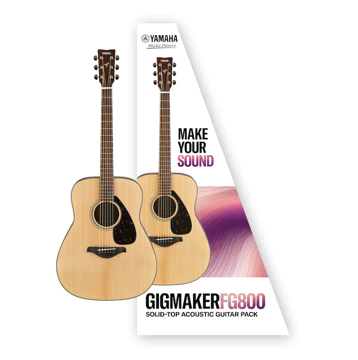 Yamaha Gigmaker FG800 Solid Top Dreadnought Size Acoustic Guitar Pack - Gloss